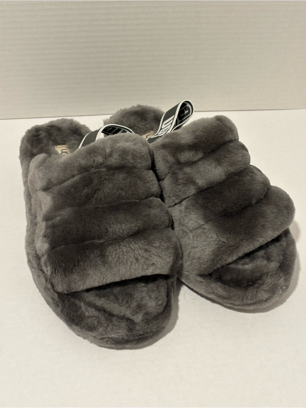 UGG Fluff Yeah Slide Slippers Gray Cozy Loungewear Sheepskin - Picture 3 of 5